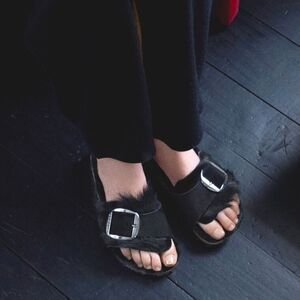 *RARE* Birkenstock Madrid Big Buckle, "Pony" Calf, Suede, Shearling 37 Med/Nar